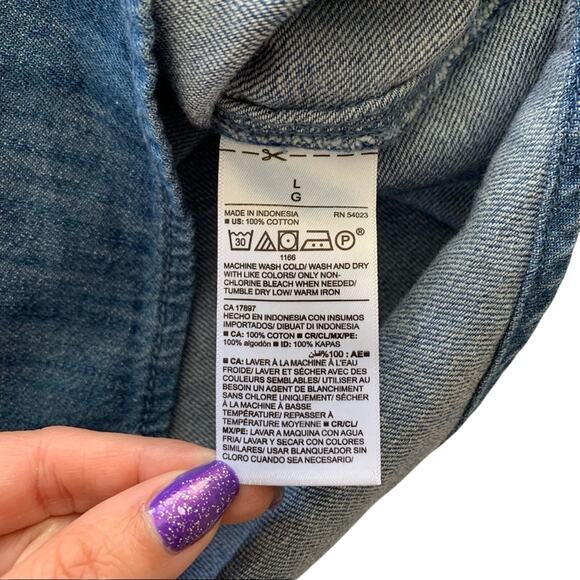 Via Penny Lane Reworked Apparel | Led Zeppelin Denim Button Up Shirt - Picture 8 of 8